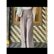 Celana Formal Wanita High Waist Pinstripe Elegan